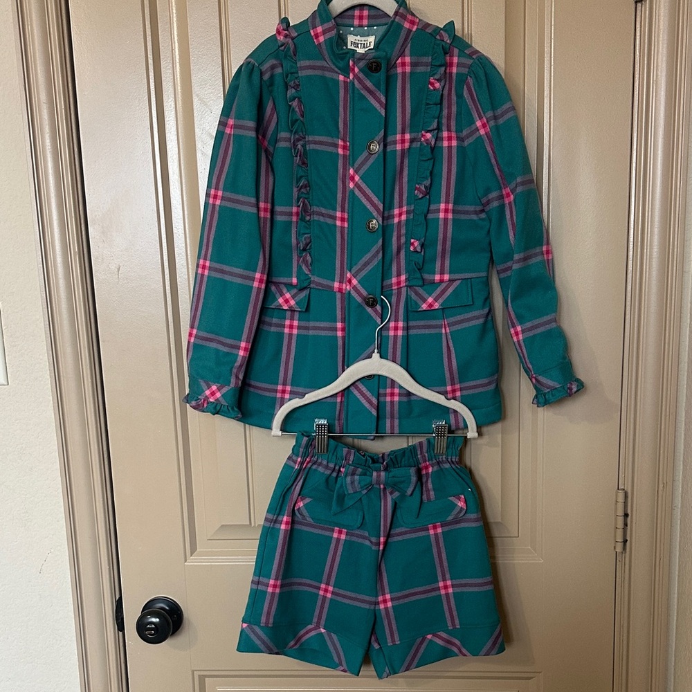 Finding Foxtale Teal & Pink Plaid Coat & Shorts Set Everything Nice 7